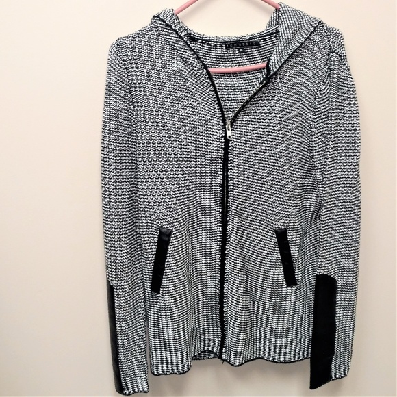 Funsport Sweaters - Funsport Black and White Jacket w/ Hood